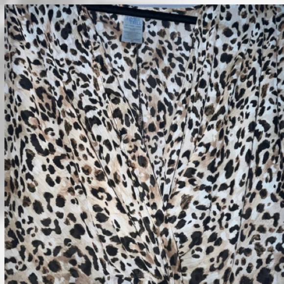 Time and Tru Leopard Print Swim Cover-Up – Sheer Twist Front Kaftan – Size 1X - Picture 3 of 7